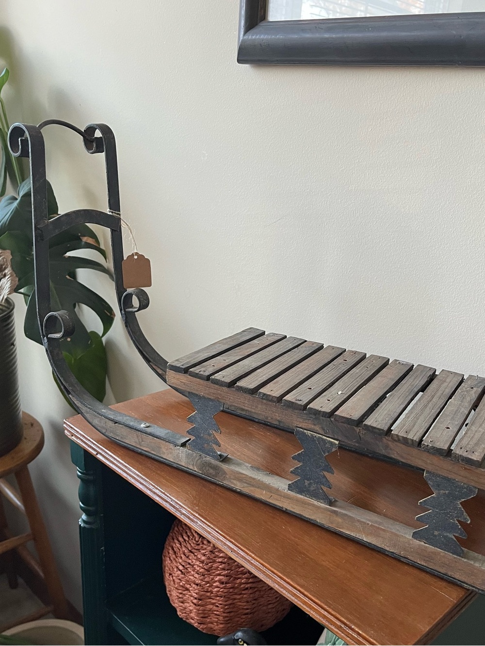 Rustic Wooden Sled Wall Decor - Brown